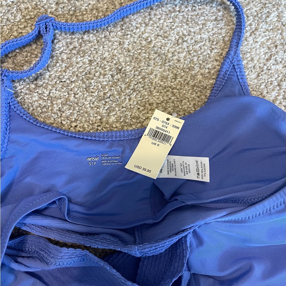 Aerie Women's Blue Textured Bikini Top - Picture 3 of 3